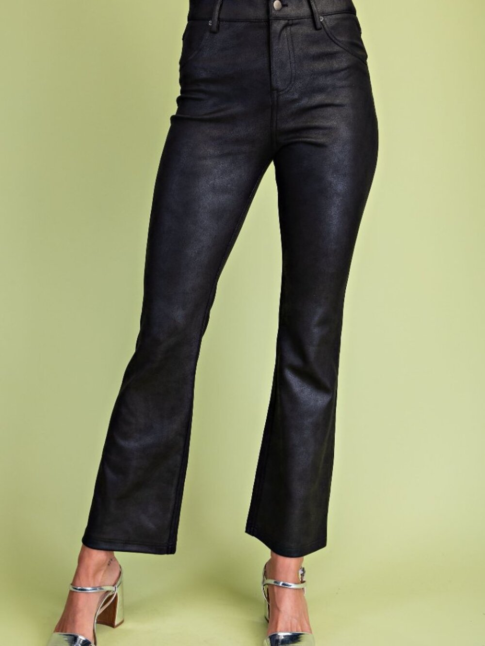 Gigio's Faux Suede Bootcut Cropped Pants - Picture 3 of 6